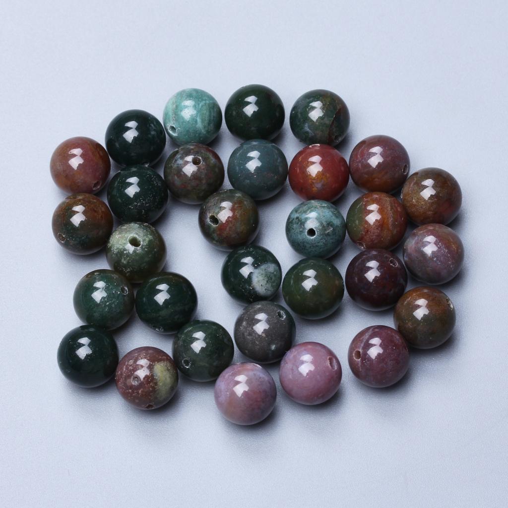About 15/20/30/40/50/60Pcs 4/6/8/10/12mm High Quantity Loose Spacer Beads Indian Agate Natural Stone Round Beads For DIY Pendants Necklace Bracelets