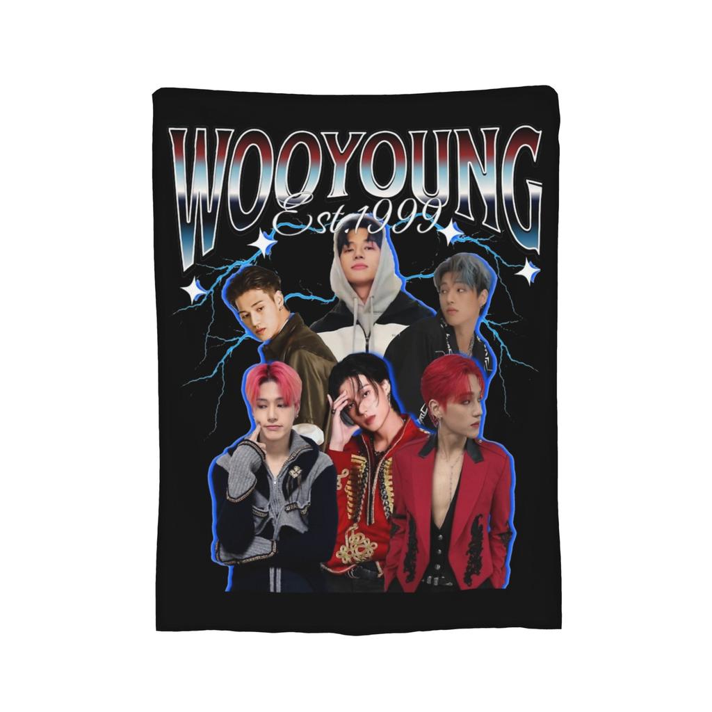 Yunho 90s Ateez Kpop Band Blanket Fleece Spring/Autumn  Breathable Soft Throw Blankets for Bedding Couch Bedspreads
