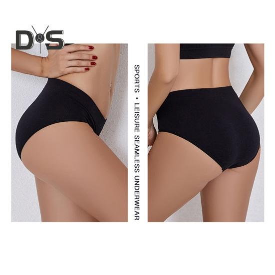 Women Panties Solid Color Elastic Mid Waist Seamless Thin Thread Soft Anti Septic Breathable Intimate Clothes Lady Underwear Briefs