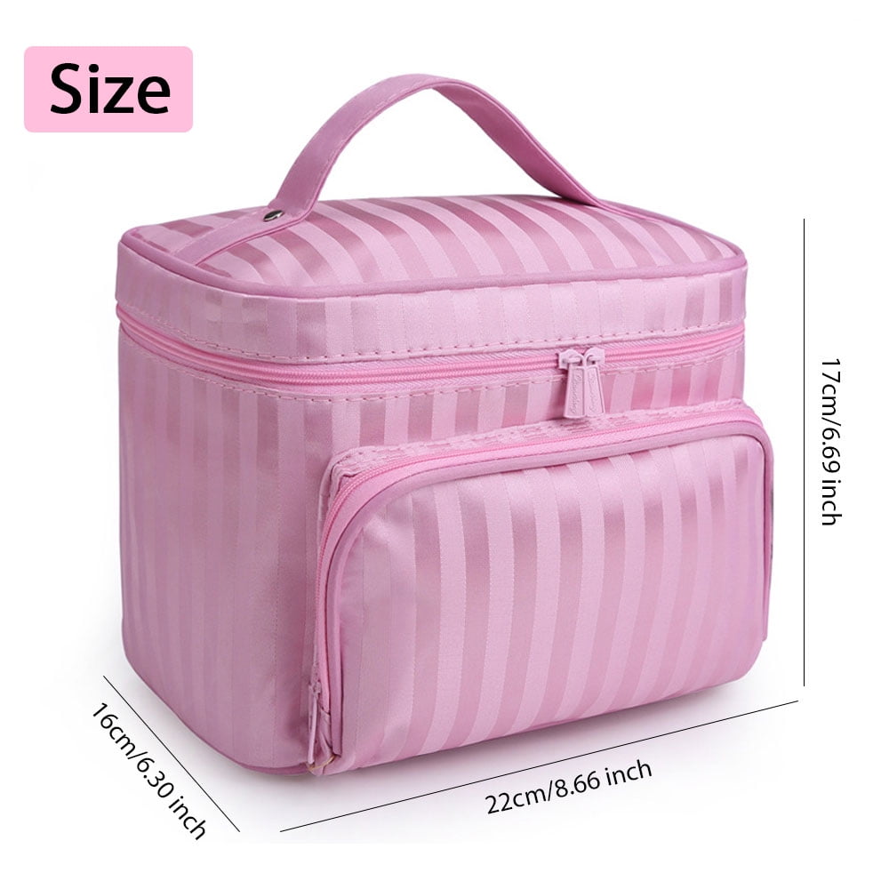 Makeup Bag Travel Cases Cosmetic Bag with Handle for Women Men Travel Organizers Rose Red