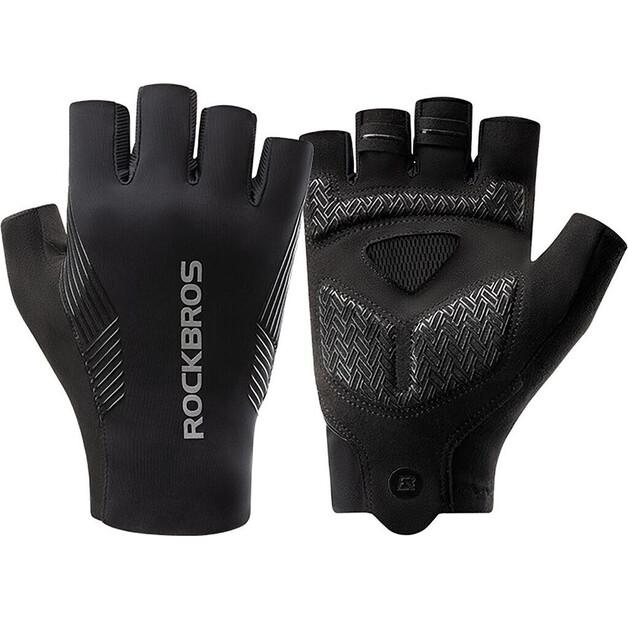Велосипедные перчатки Rockbros короткие (черные) XL
