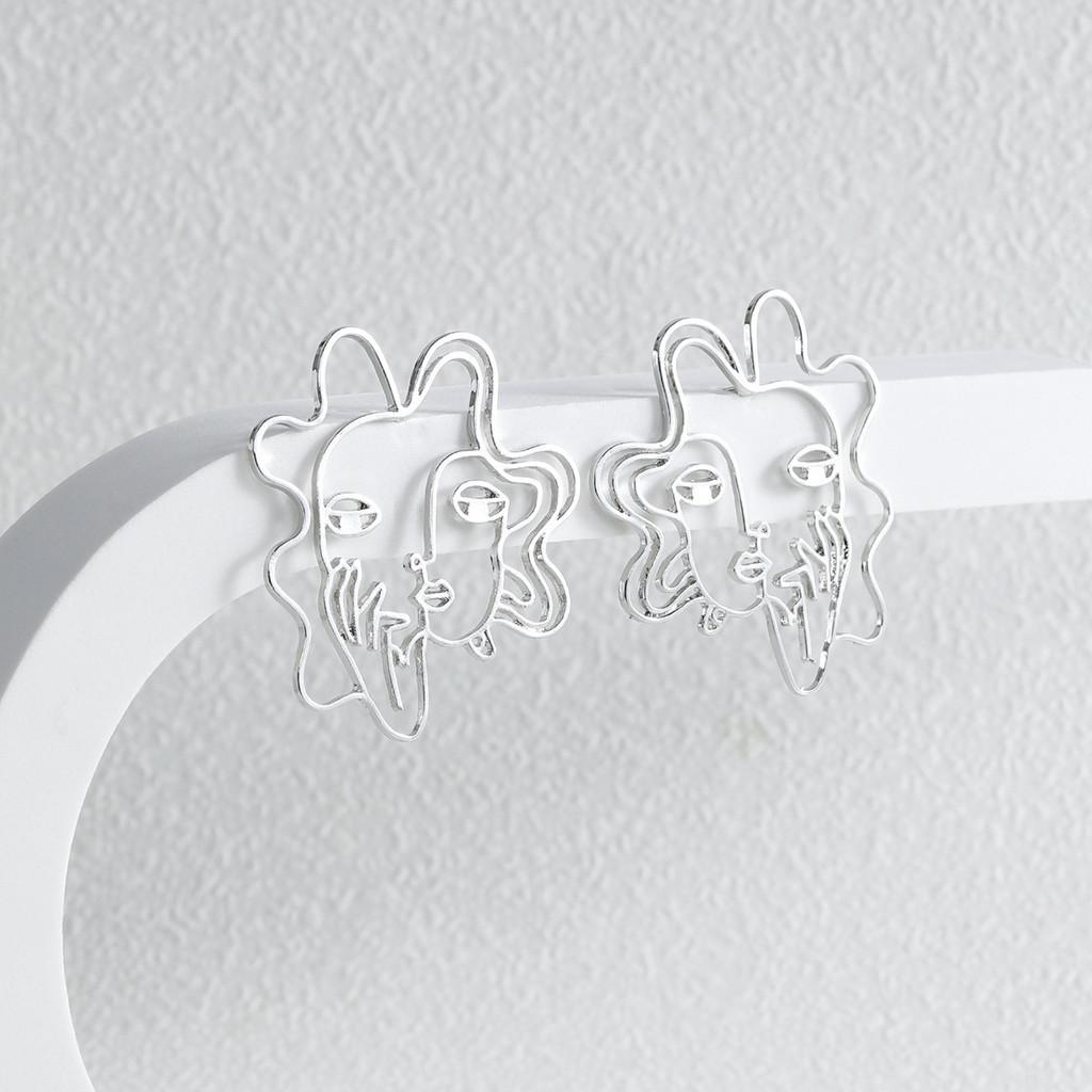 Minimalist Modern Alloy Geometric Face Outline Earrings Accessories Fashionable