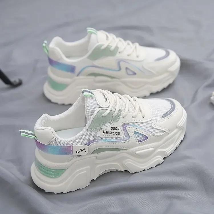 Damenschuhe 2025 Neue Mode Atmungsaktives Mesh Allround-Freizeitschuhe Schnürschuhe Damen Plateau-Schuhe Sneakers Frau Zapatos Mujer