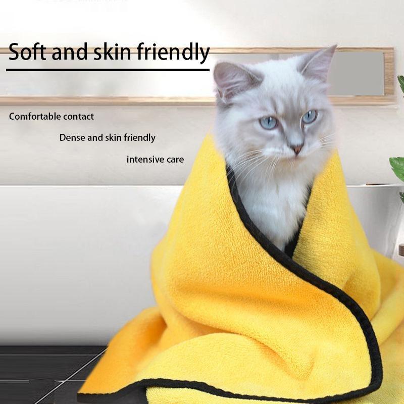 Haustierhandtuch, saugfähiges Badetuch, weich, fusselfrei, Badetücher für Hunde und Katzen, saugfähig, schnell trocknend, kleines dickes Handtuch, spezielle Haustierprodukte