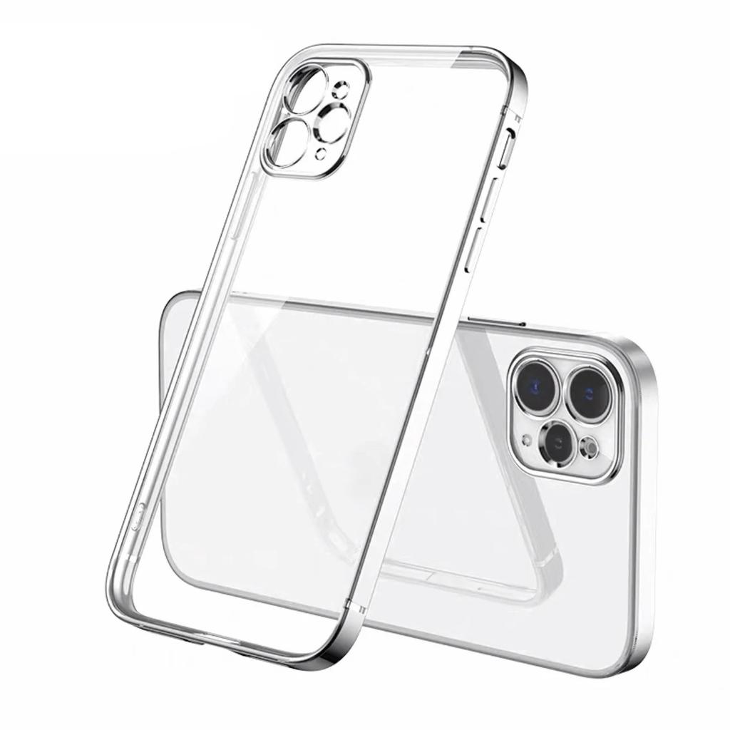 Luxury Square Silicone Clear Phone Case For iPhone 15 14 11 12 13 Pro Mini Xs Max X Xr Se 2020 7 8 Plus Soft Plating Farme Cover
