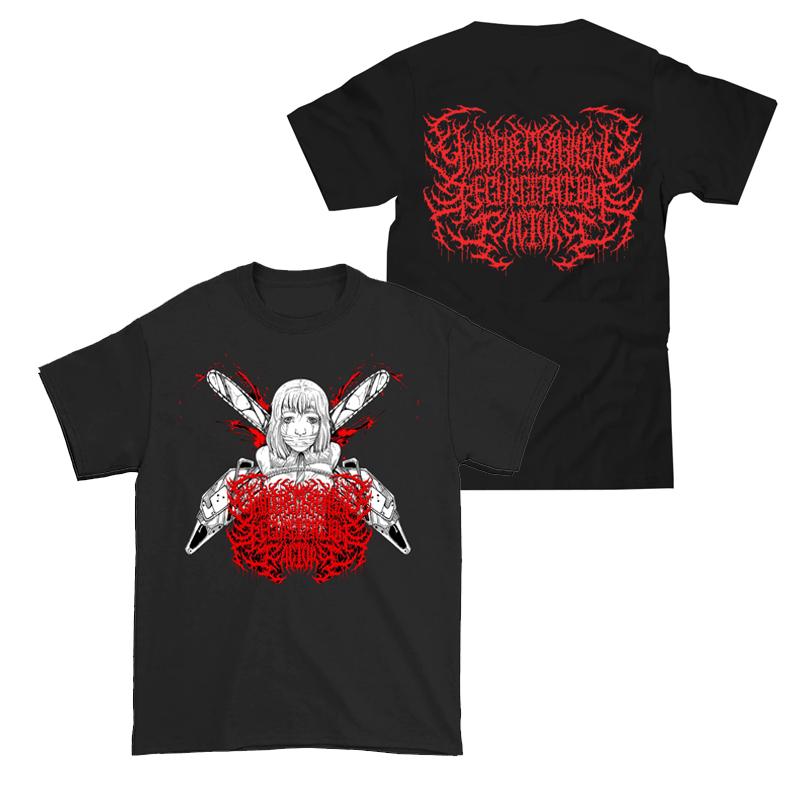 Yandere Chainsaw Factory Chainsaw Sauce Black Gold Dark Rock Anime Second Dimension Men's Short Pure Cotton Crew Neck T-Shirt