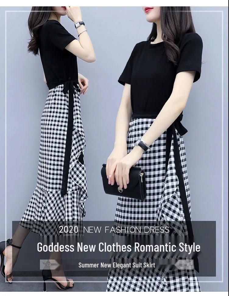 Elegant Plaid Suit Dress 2026: Women's Waist-Cinched Two-Piece Set