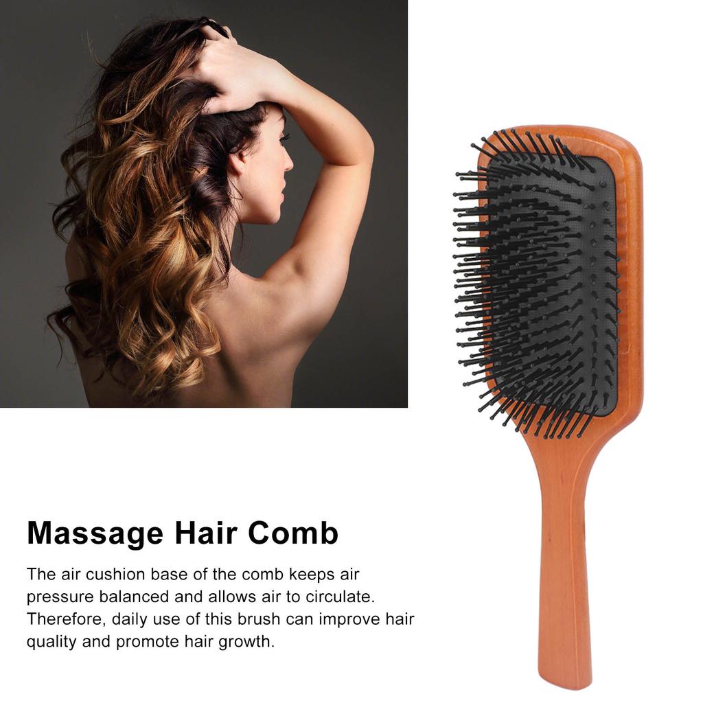 Hair Brush Wooden Massage Wellness Paddle Hairbrush for Detangling Blowdrying Straightening