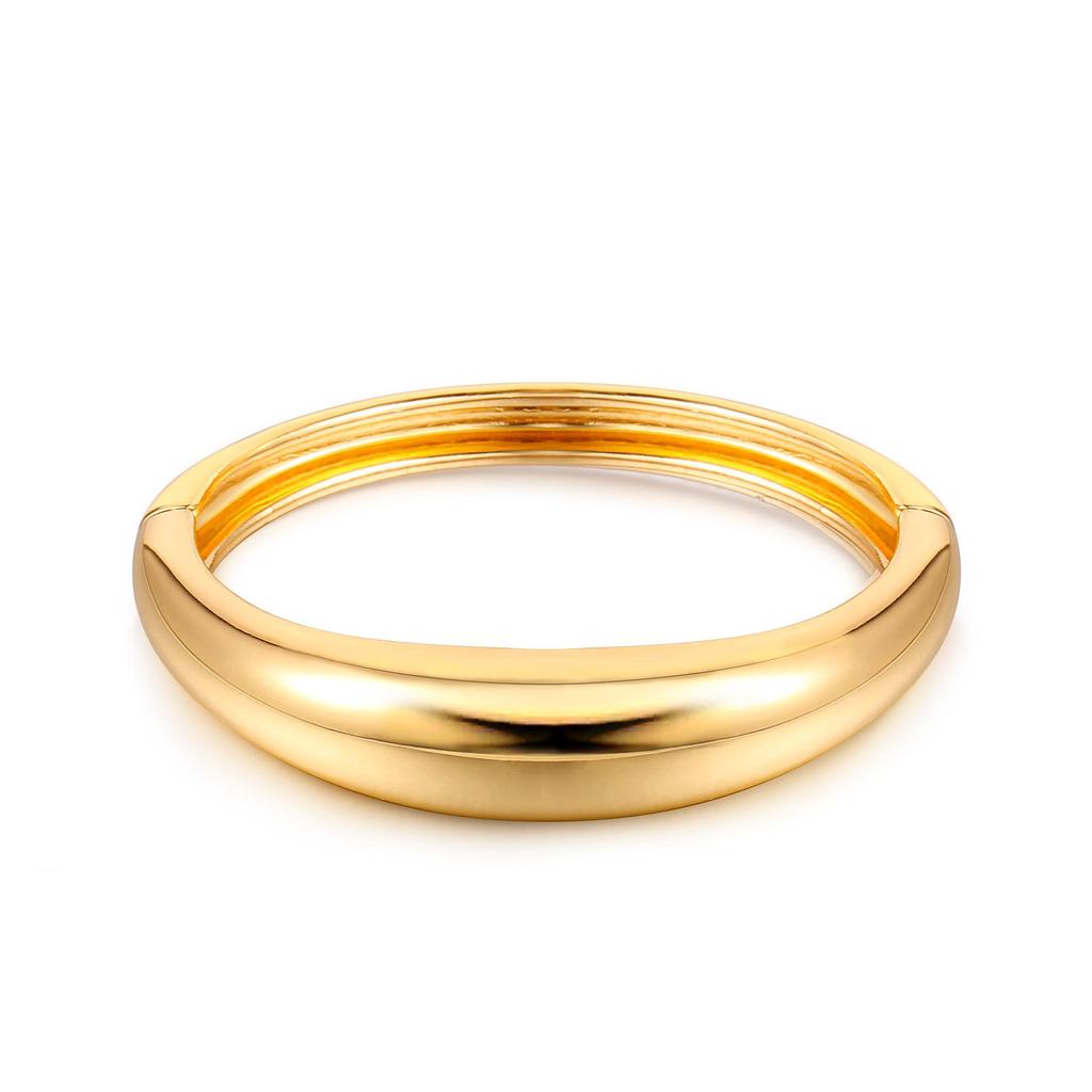 Non-Fading Gold Alloy Open Bangle: Personalized High-End Women's Jewelry