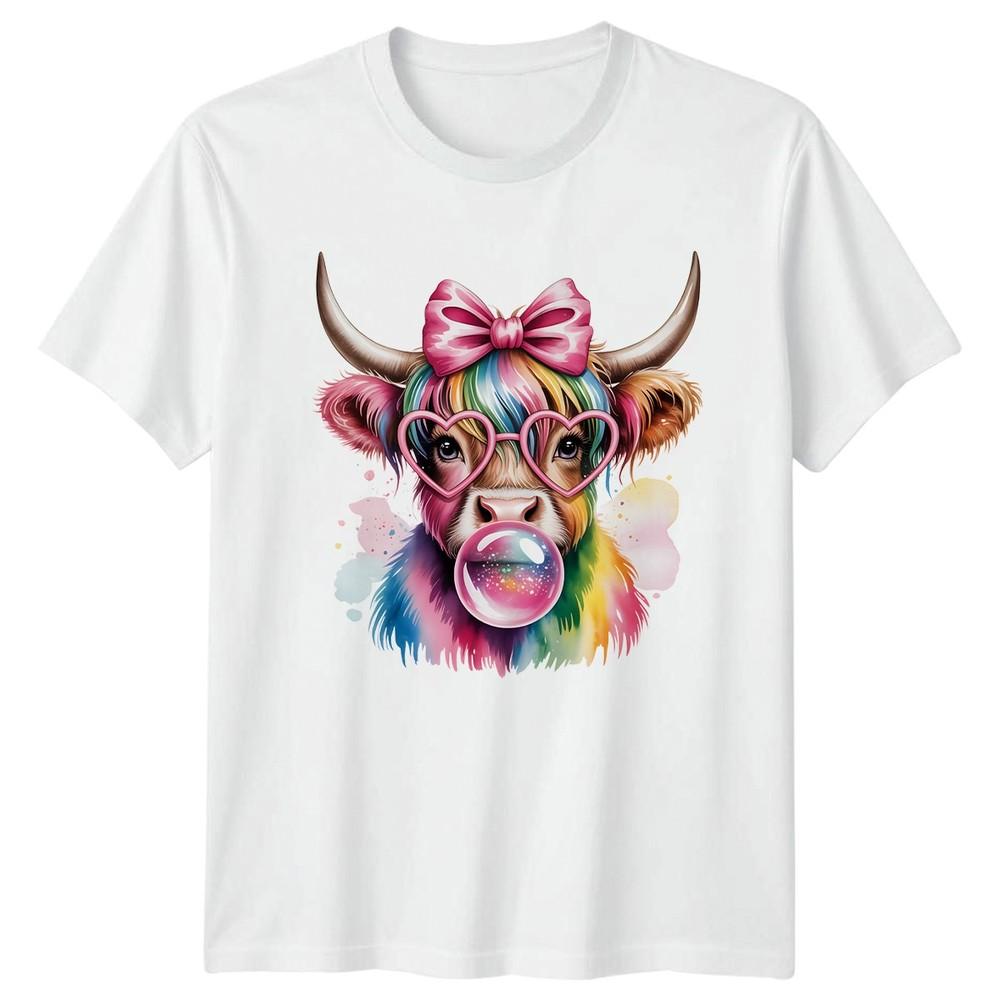 Coquette Highland Cow Bubblegum Pink Unisexs TShirt Cute Animal Farm Animal S