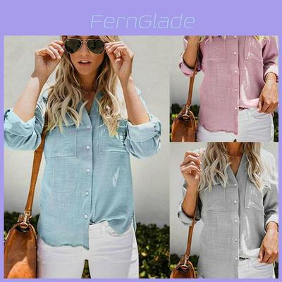 Women's Long Sleeve Tops Stylish Button Down Casual Blouse Shirt T-shirt For All Seasons