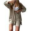 Fashion Spring and Summer Two-Piece Set Long Sleeves Lapel Shirt Shorts Loose Fashion Casual Set Casual Suit