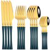 16Pcs Cutlery Set Stainless Steel Golden Dinnerware Western Silverware Set Mirror Flatware Western Dinning Kitchen Tableware