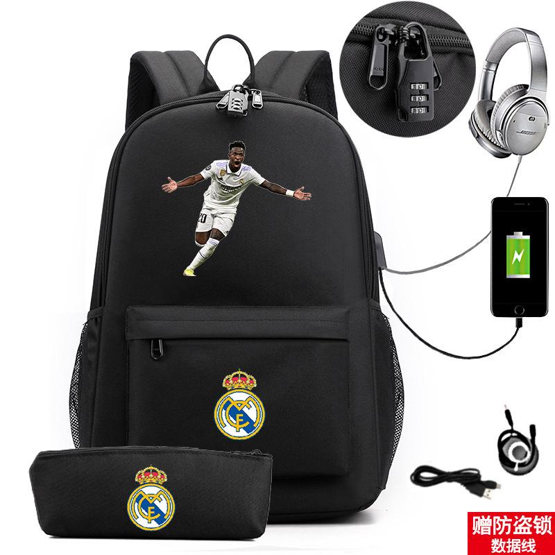 Football Star Surrounding Student Multi-Functional Schoolbag Large Capacity With Lock Backpack Pencil Case Set