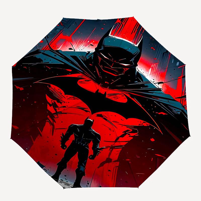 

1pc Batman Red Automatic Folding Umbrella - Compact 8-Rib Design, Durable Plastic & Iron1244L