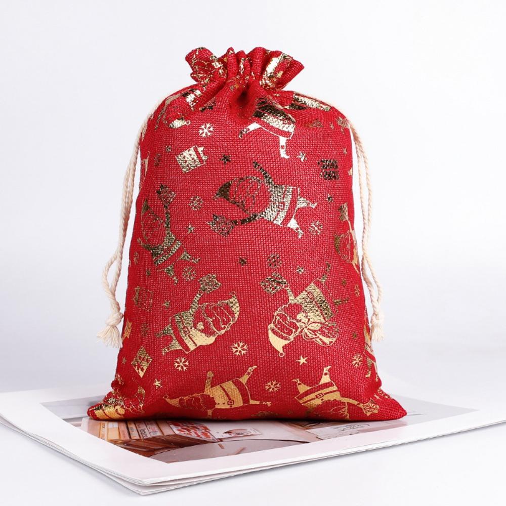 5pcs/lot Cloth Christmas Drawstring Storage Bag Christmas Packaging Bags Candy Jewelry Toy Presents