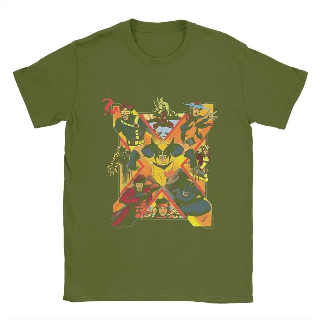 Men T-Shirt X-Men Wolverine Hipster 100% Cotton Tee Short Sleeve Xmen Group T Shirts Round Collar Merchandise Graphic