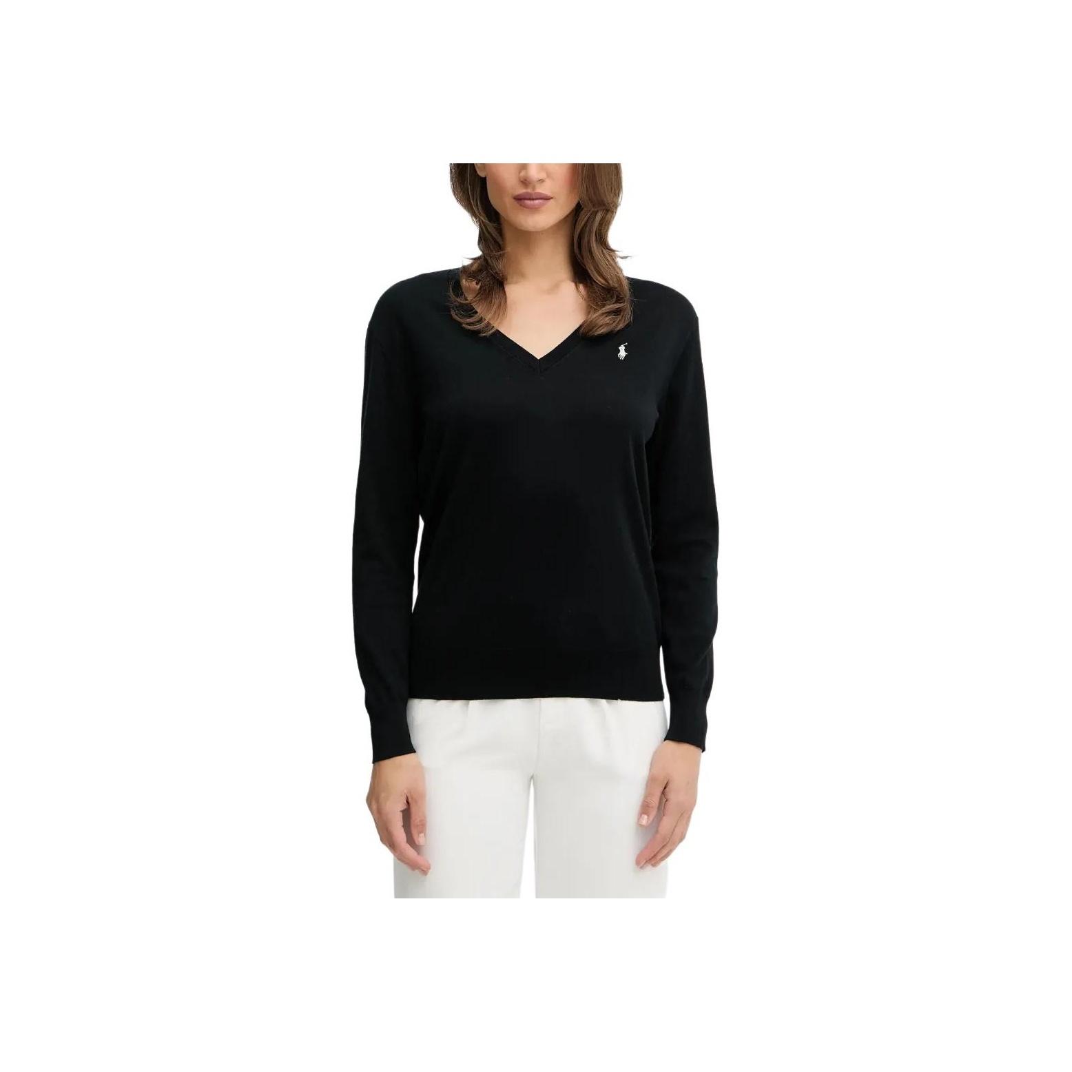 Polo Ralph Lauren FW25 Вязаный свитер с V-образным вырезом, логотипом и длинными рукавами, женский свитер 211972105-004 M