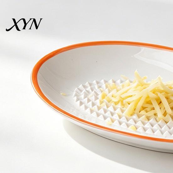 Ceramic Garlic Grater Plate for Food Prep, Multifunctional Ginger Grinder Bowl Mincer Dish, Non Slip Masher Cheese Nutmeg Grinding