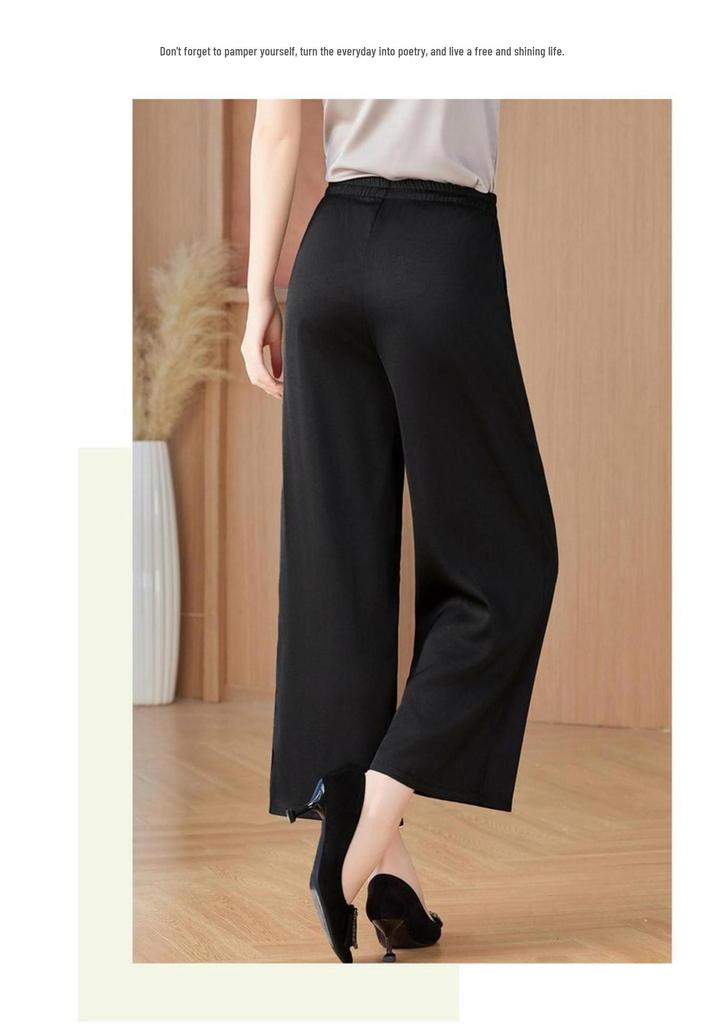 Pantalons stylés à taille haute, coupe ample, raccourcis, jambes larges, pour femmes d'âge moyen et âgées - Confort Printemps/Été