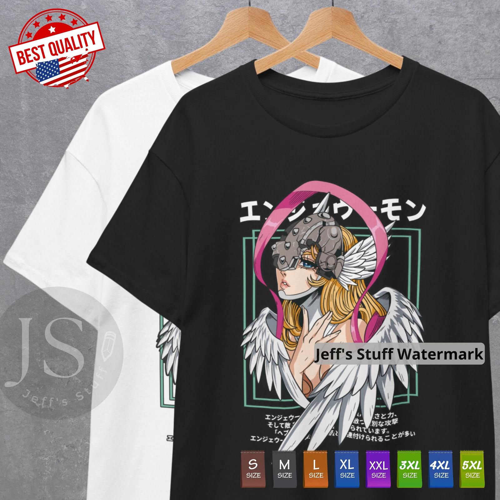 Angewomon T Shirt 90s Anime Digimon Manga Cosplay Waifu Girl Kawaii Tee Gift 4XL