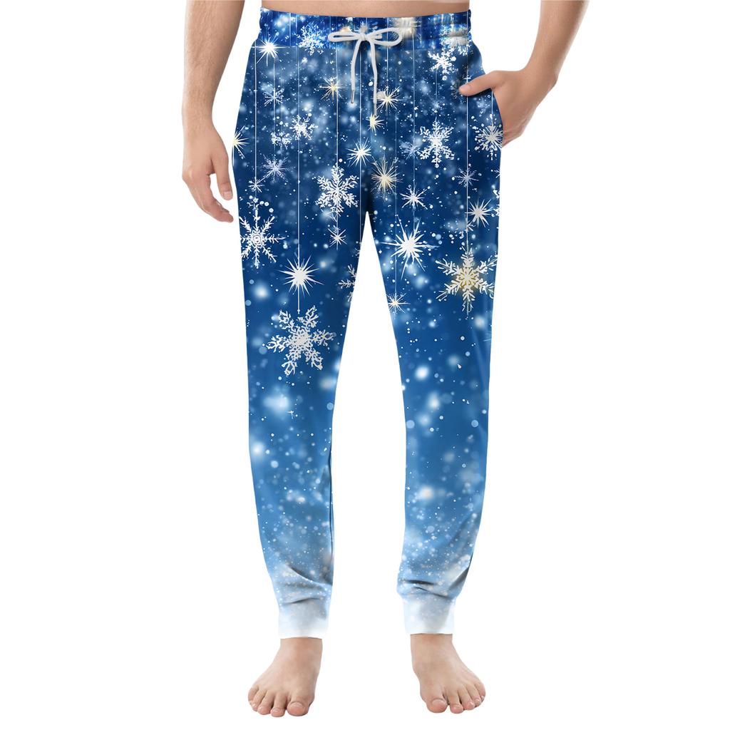 Men's Drawstring Pocket Cuffed Casual Pants Home Sleep Pants