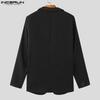 INCERUN Men Lapel Long Sleeve Hollow Mesh Patchwork One Button Casual Thin Blazer Coats