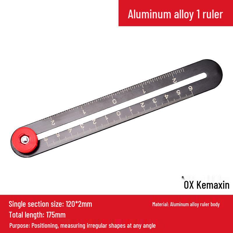 

Алюминиевый сплав Шестикратная многофункциональная измерительная линейка для деревообработки и плитки с универсальным фиксатором