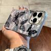 Animal Pattern Black Butterfly Glitter Base Silicone Case For Iphone 17 14 11 15 Plus 13 16 12 Pro Max Cute Cartoon Cover