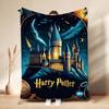 Wizard'S Magical Night Pattern Theme Flannel Blanket Suitable For All Seasons For Living Room Bedroom Gaming Room Lightweight Home Decor