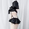 Women Sexy Lingerie Love Live Cosplay Costumes Nightclub School Girl PU Leather Bras Maid Outfits Black Halloween Devil Suit New