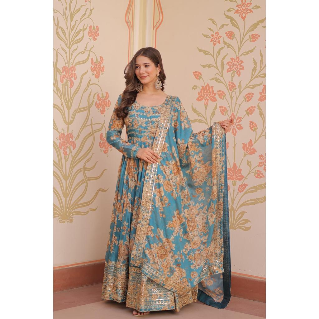 Premium Designer Readymade Gown-Dupatta Collections.