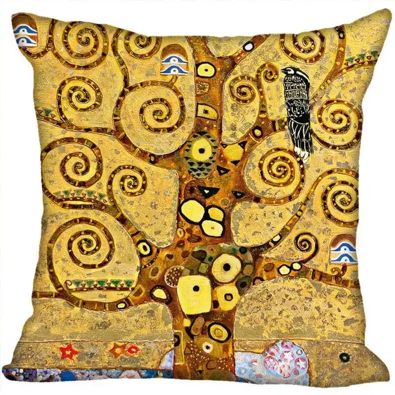 Benutzerdefinierte Kunstmuster Kissenbezüge Gustav Klimt Quadratischer Kissenbezug Weihnachten Reißverschluss-Kissenbezug 45*45cm(Eine Seite)