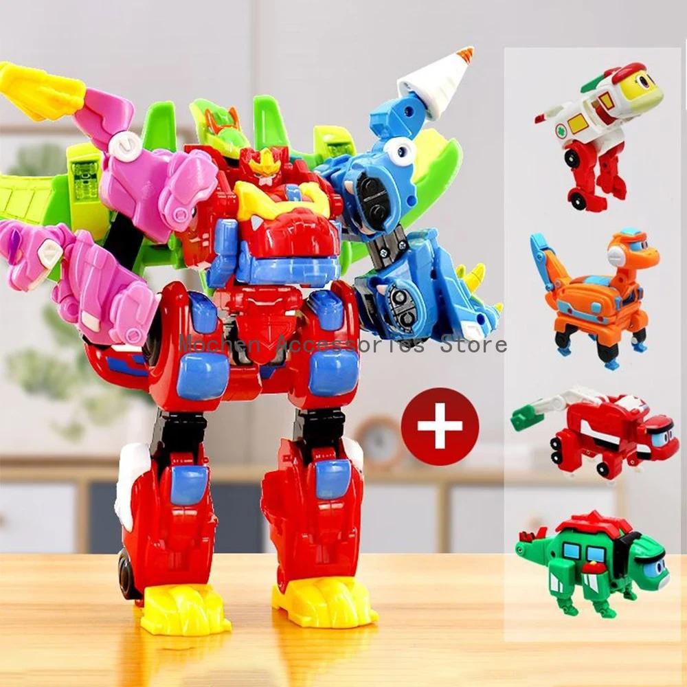 4-in-1 Gogo Dino Mecha Gogoking Roboter Ornamente Kombinierte Dinosaurier Basis Heißes Auto Verformung Rex/ Ping Action-Figur Spielzeug Geschenke