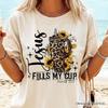 Jesus Fills My Cup Christian T-and Kids Tshirt, Leopard Print Coffee Tee