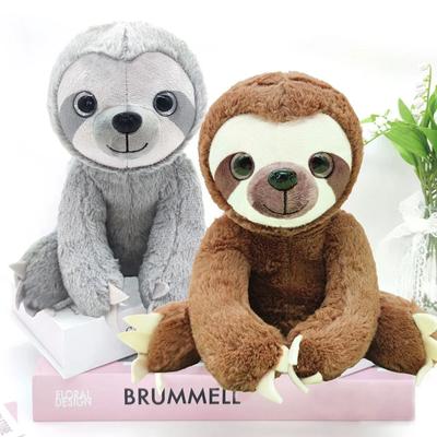 25CM Cuddly Sloth Plush Toy Big Eyes Soft Comfort Throw Pillow Grey Brown Koala Doll for Friends Christmas Birthday Gift