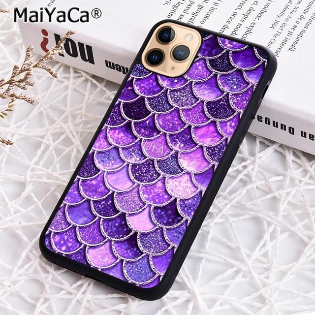 MaiYaCa Watercolor Faux Glitter Mermaid Scales Phone Case For iPhone 17 Air 16 16e 15 plus 11 12 13 14 pro max  coque