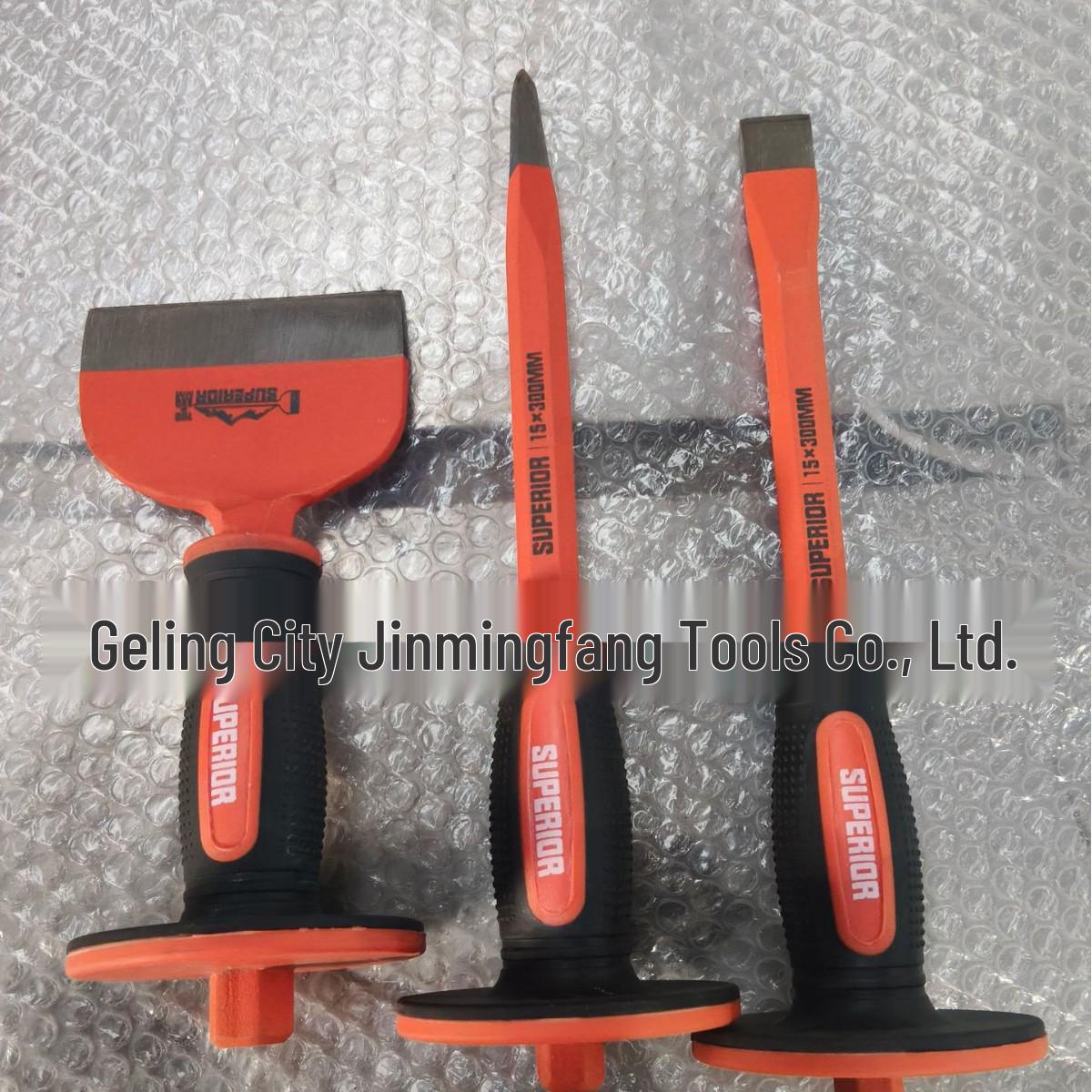 

Large Flat Shovel, Stoneworker s Chisel, Rubber-Sleeved Flat Chisel, Pry Bar, Nail Puller, Axe, Hammer, Chisel, Gouge 225x19x100 mm помаранчевий