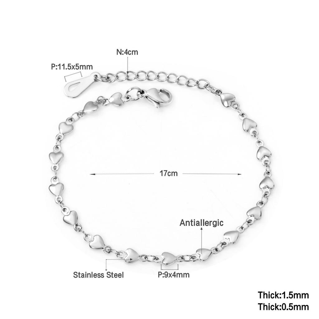 Silver Color Delicate Heart Shaped Bracelet For Women Retro Korean Fashion Love Charms Bracelets Original Party Jewelry Gifts