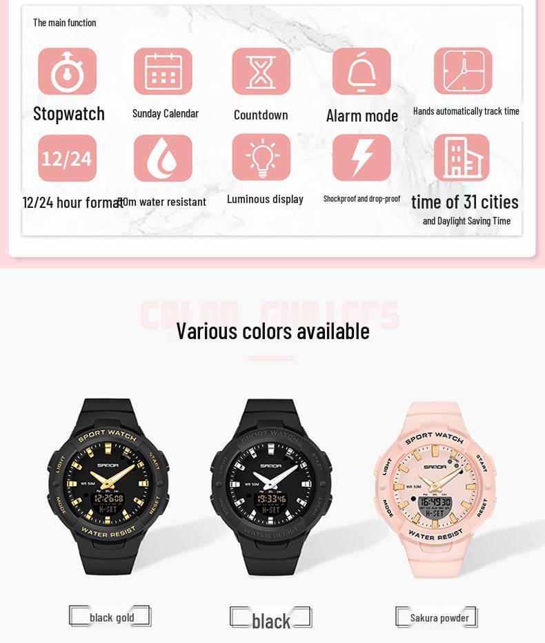 SANDA Dopamine Trend Waterdicht Casual Polshorloge voor Mannen en Vrouwen