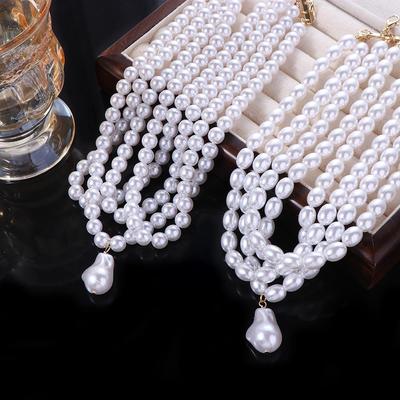 Wedding Zinc Zinc Alloy Irregular Shape Pearls Pendant Korean Style Choker Women Necklace Jewelry Accessories