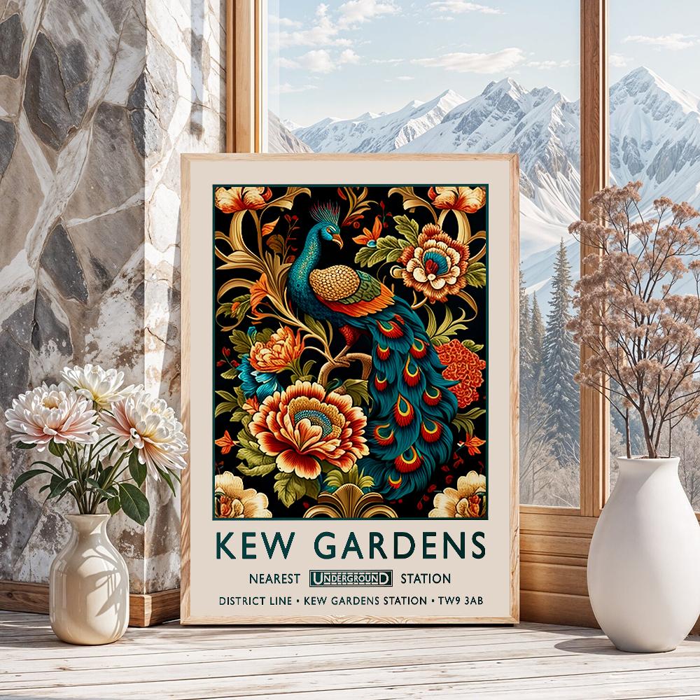 William Morris Pfauendrucke Poster Kew Gardens Botanisch Floral Vintage Tier Leinwandgemälde Heimdekor Kunstposter-ungerahmt
