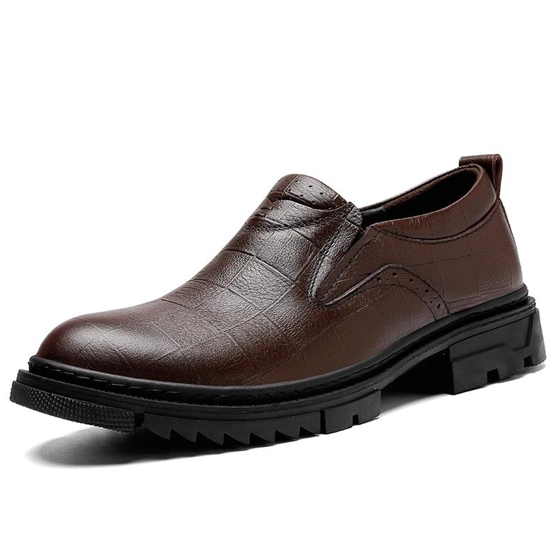 

Мужские рабочие ботинки из натуральной кожи, итальянская повседневная обувь на платформе, роскошные брендовые туфли-лоферы без застежек, формальные мокасины Hombre, мужские туфли 45 коричневый