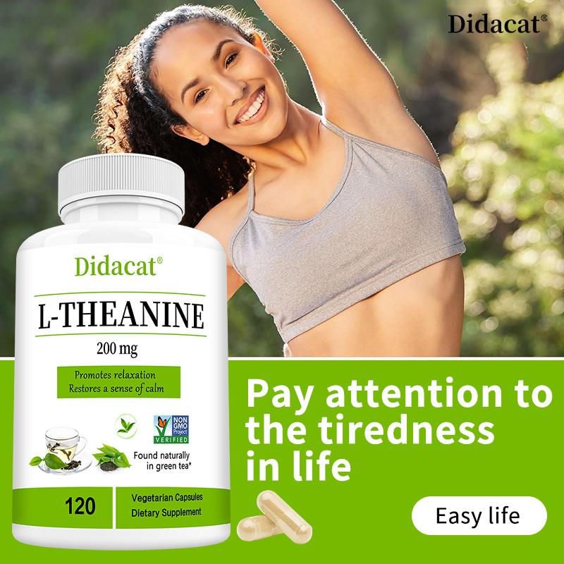 L-Theanine 200 mg, 120 Vegetarian Capsules Relax and Calm Support Supplement