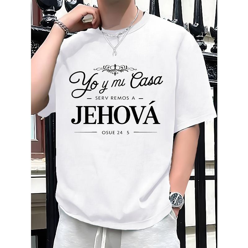 

JEHOVAH Josue Men s Pure Cotton T-Shirt - Comfort Fit with Elegant YO MI CASA Print, Breathable & Machine Washable, Breatha... 5XL різнокольоровий