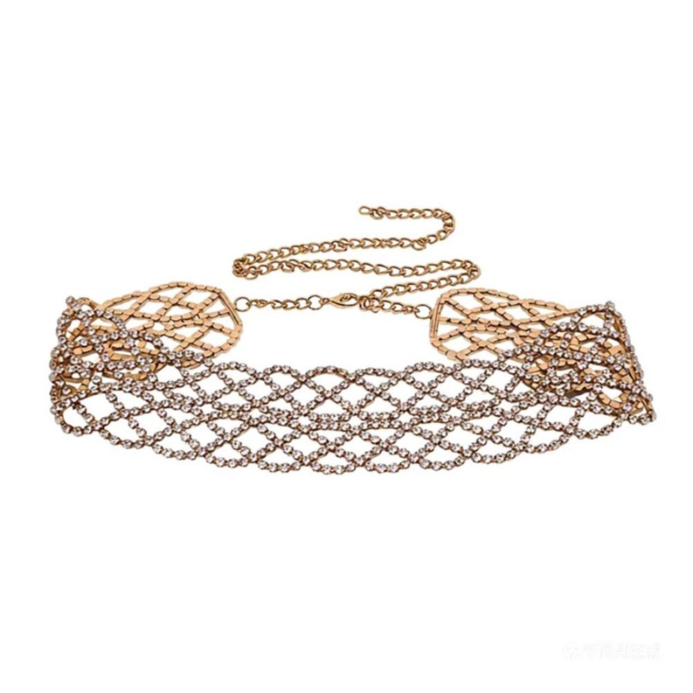 Rhinestone Crystal Hollow Necklace Fashion Sparkling Collar Chain  Bridal