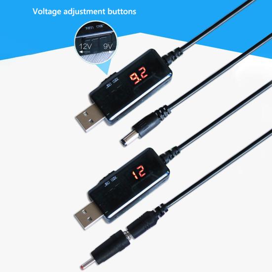 USB to D.C 5.5/3.5mm Power Cable Portable USB Power Booster 5V to 9V/12V Step Up Converter for Router Modem & Small Electronics