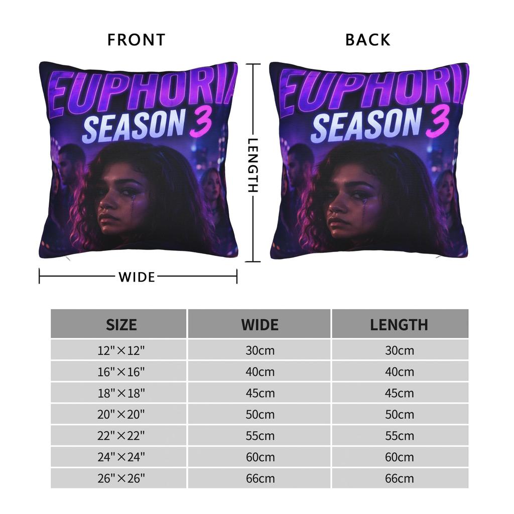 Euphorias Season 3 Pillowcases Stuff Soft Cushion Cover Gift Pillow Case Cover Bed Multiple Sizes