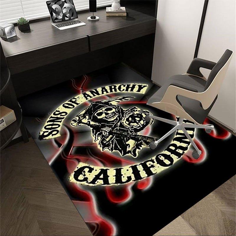 

1pc Sons of Anarchy themed Office Carpet Chair Mats - durable polyester rug for home theater, office, dorm room decor - tA72 60cm by 90cm