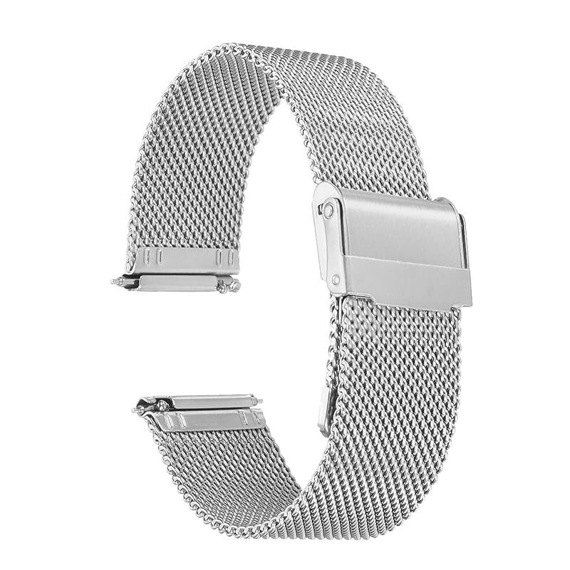 

[uxcell] 316L Stainless Steel Mesh Watch Band 20mm Quick Release Adjustable Metal Watch Strap for Men Women silver tone